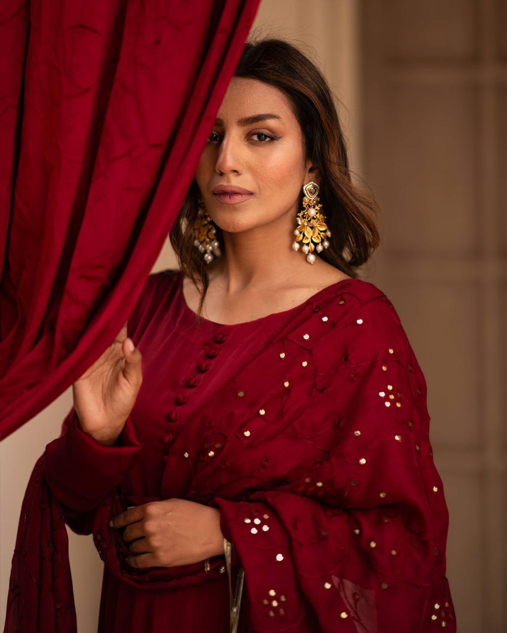 PREMIUM READYMADE BLACK & RED SUIT SET TD-6008