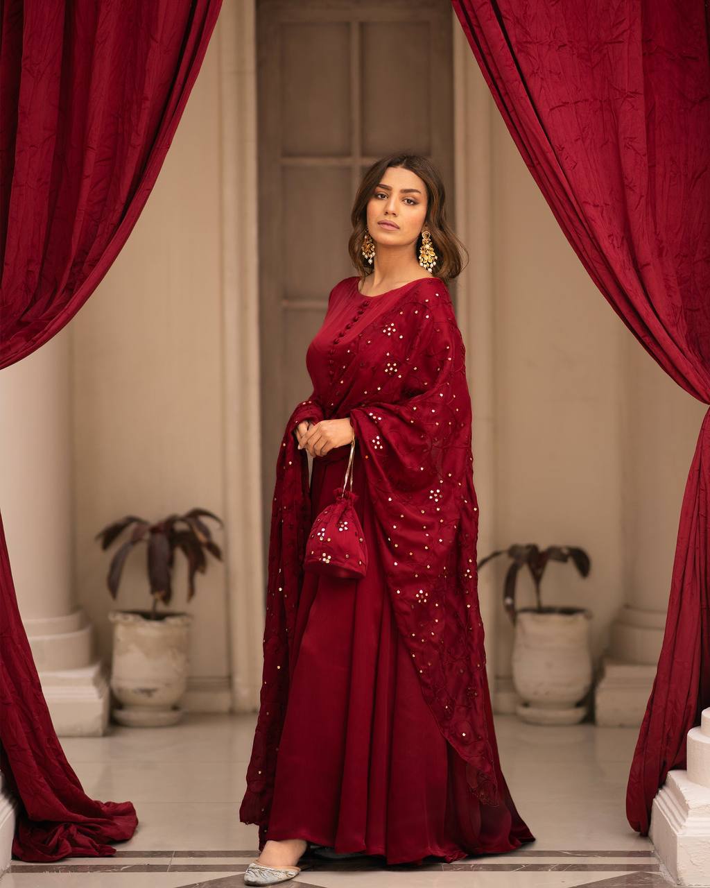 PREMIUM READYMADE BLACK & RED SUIT SET TD-6008