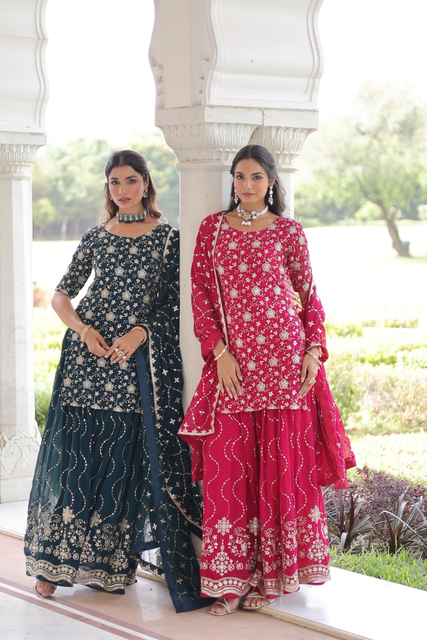 Premium Embroidered Sharara Suit