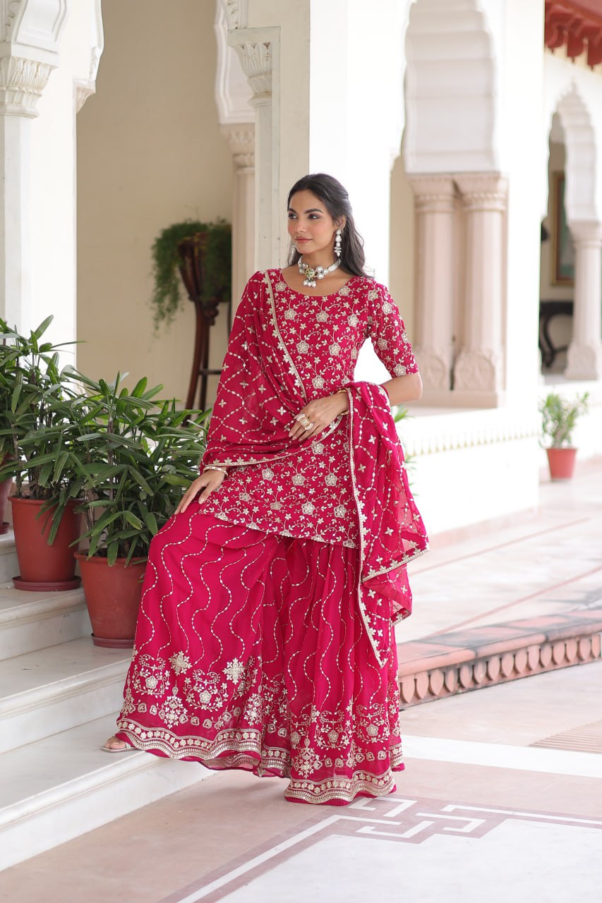 Premium Embroidered Sharara Suit