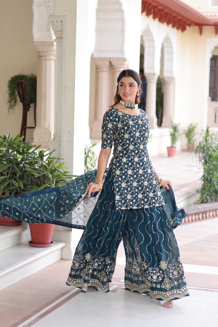 Premium Embroidered Sharara Suit