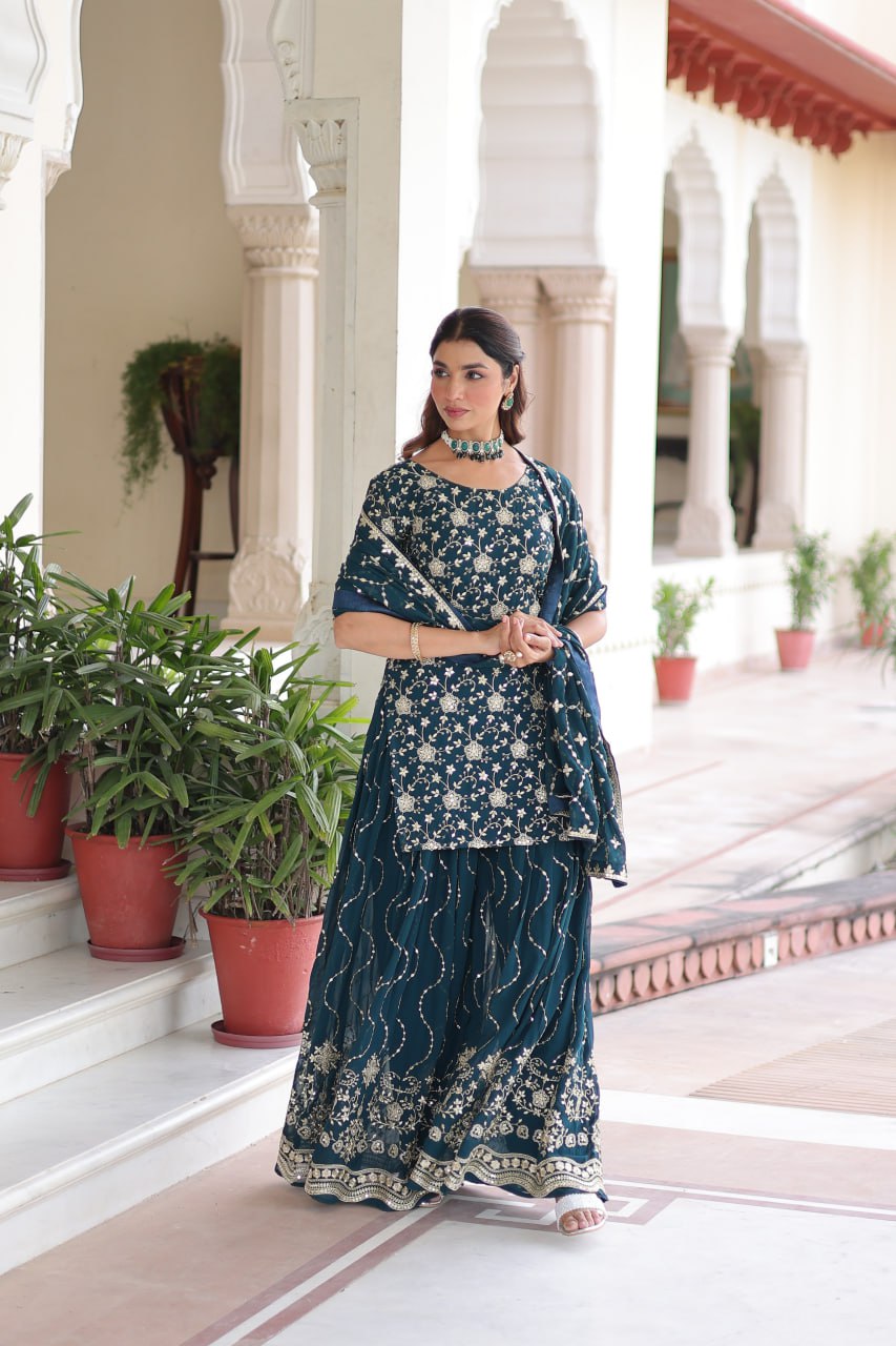 Premium Embroidered Sharara Suit