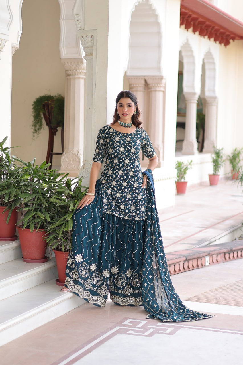Premium Embroidered Sharara Suit
