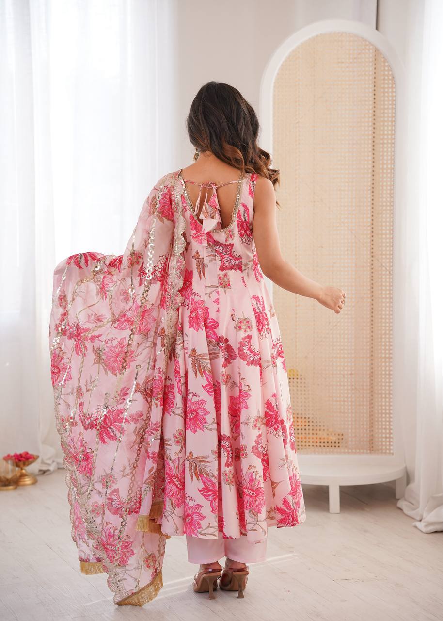 Hemaxi's Floral Print Straight Kali Cut Anarkali Suit