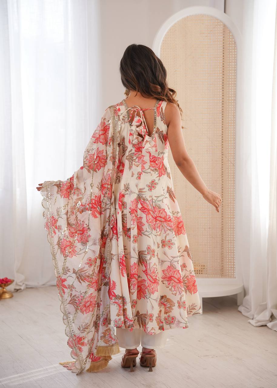 Hemaxi's Floral Print Straight Kali Cut Anarkali Suit