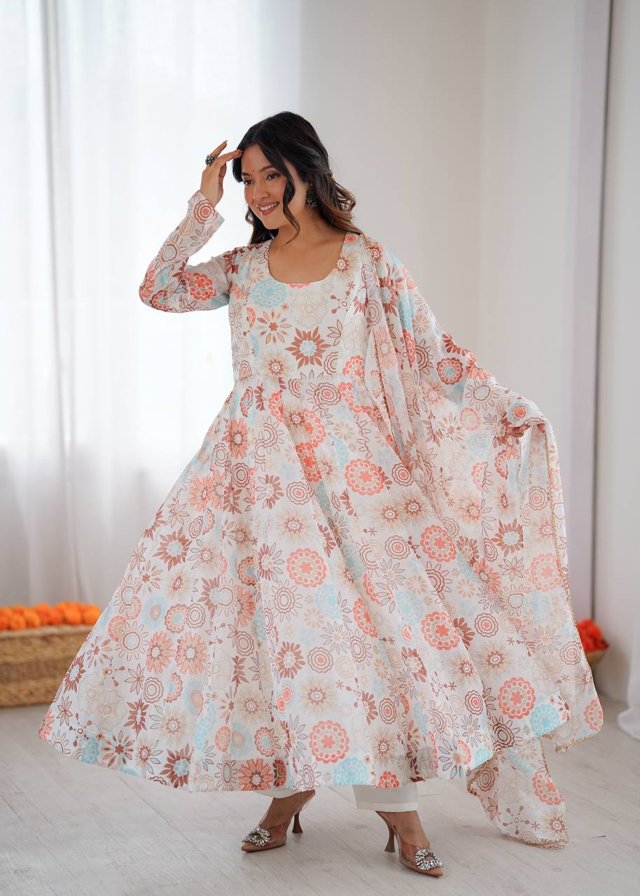 Athya's Lightweight Floral Party Anarkali Suit Set