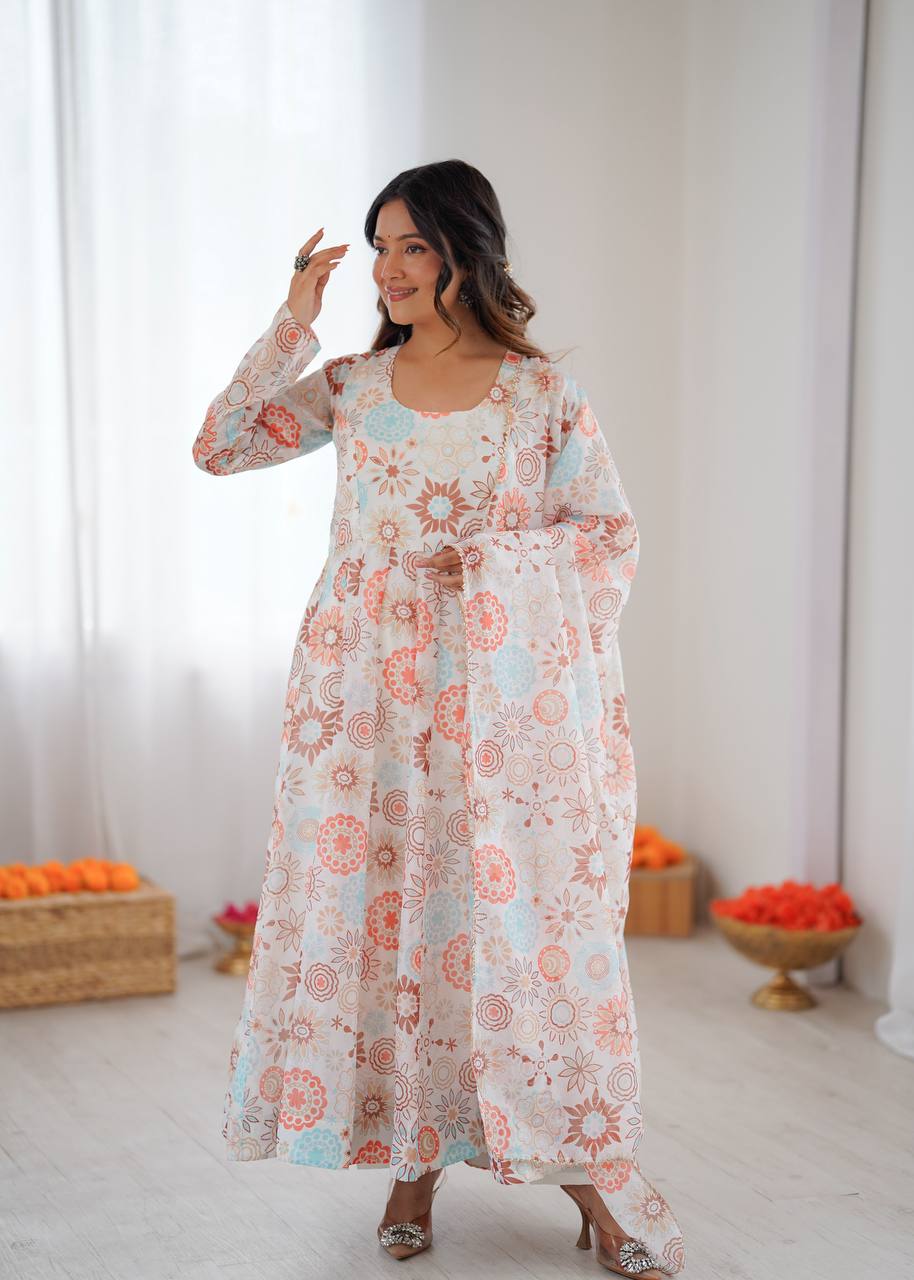 Athya's Lightweight Floral Party Anarkali Suit Set