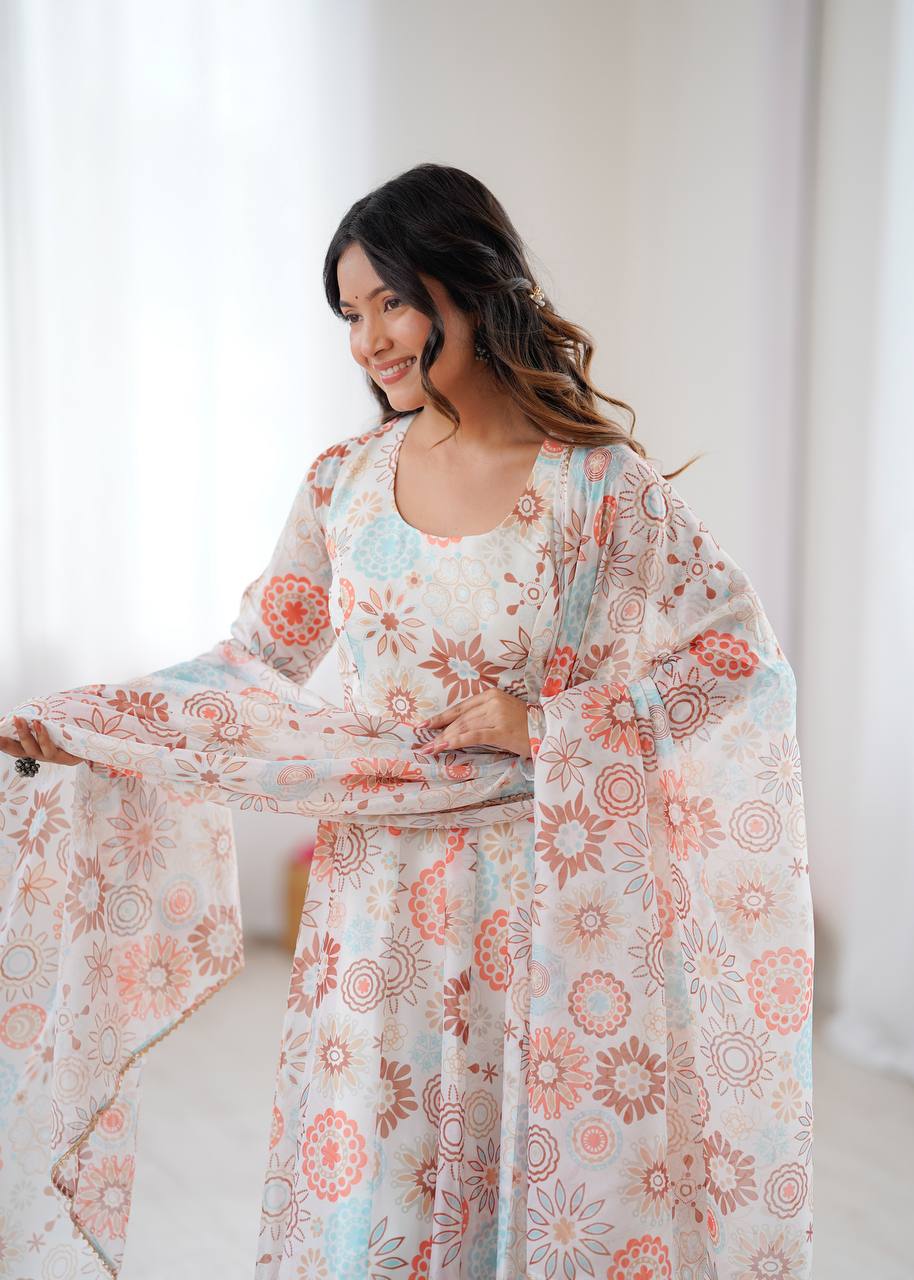 Athya's Lightweight Floral Party Anarkali Suit Set