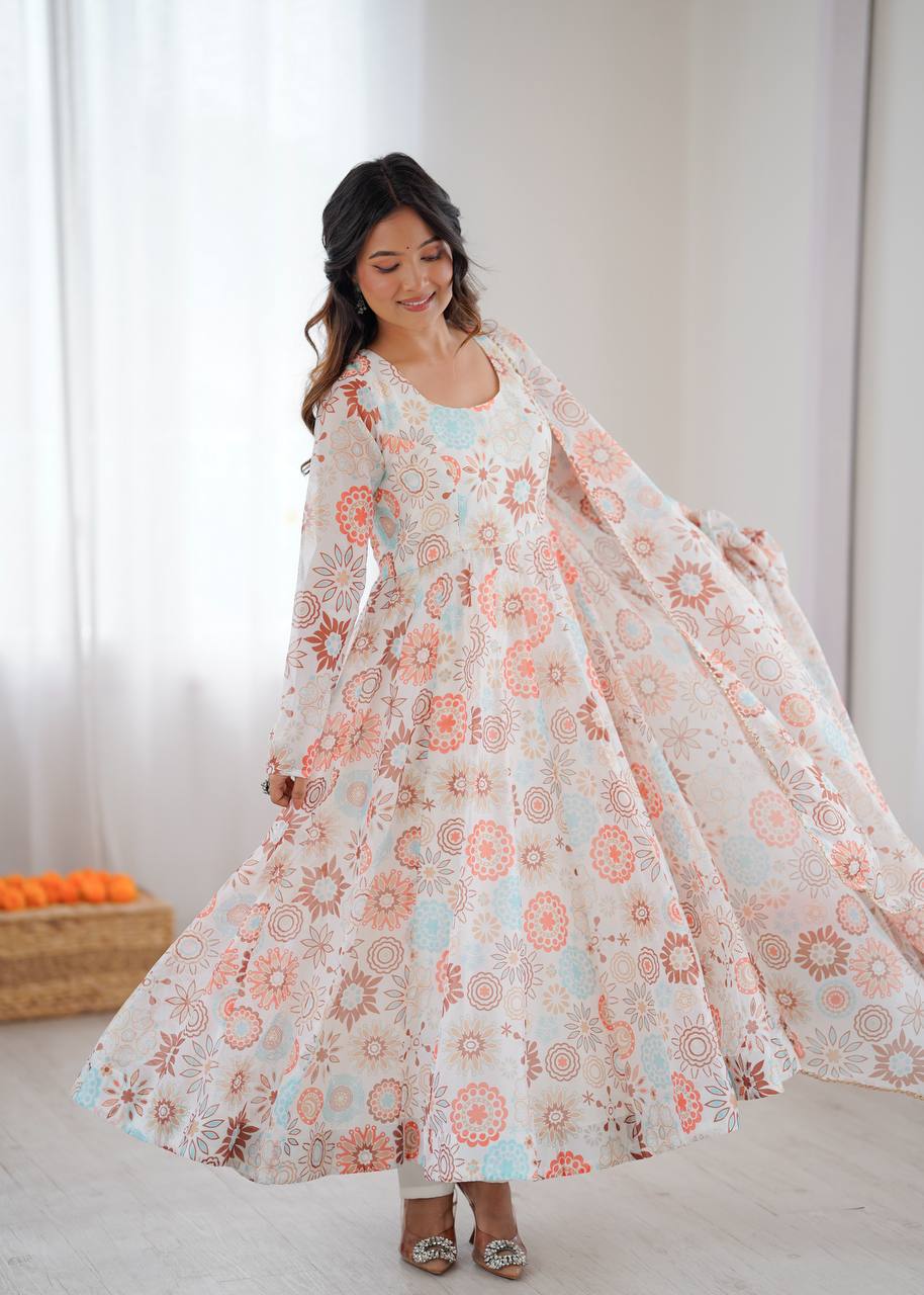 Athya's Lightweight Floral Party Anarkali Suit Set