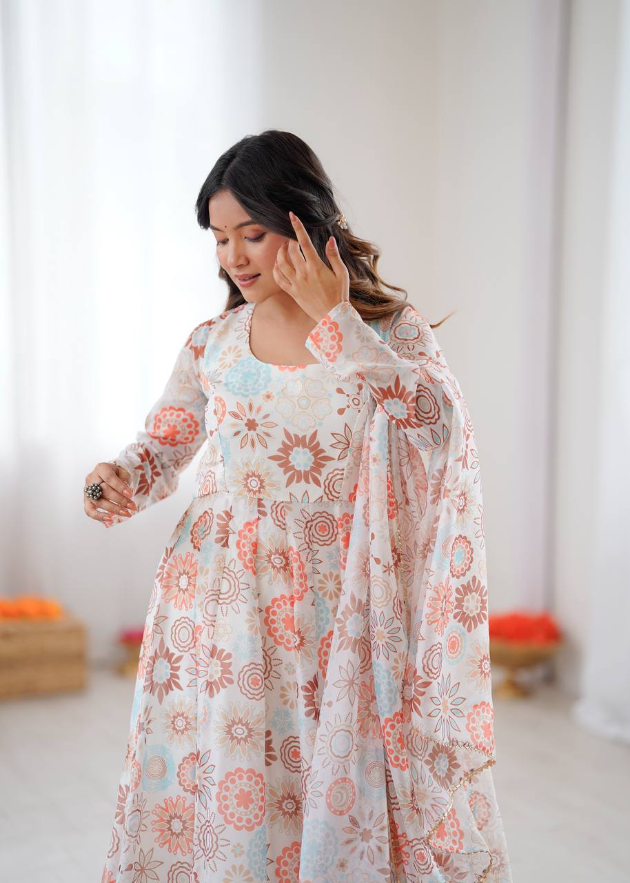 Athya's Lightweight Floral Party Anarkali Suit Set