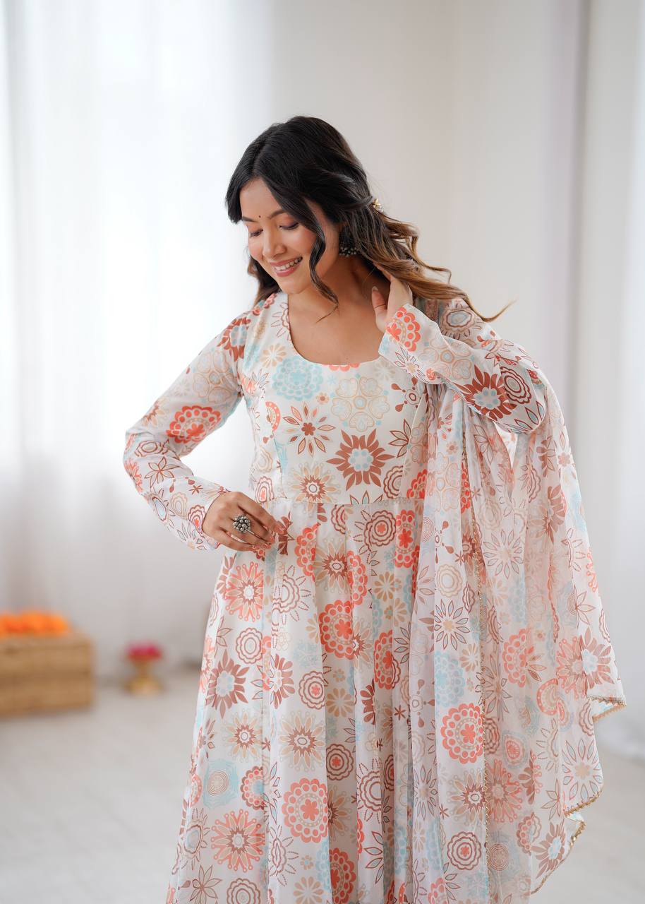 Athya's Lightweight Floral Party Anarkali Suit Set