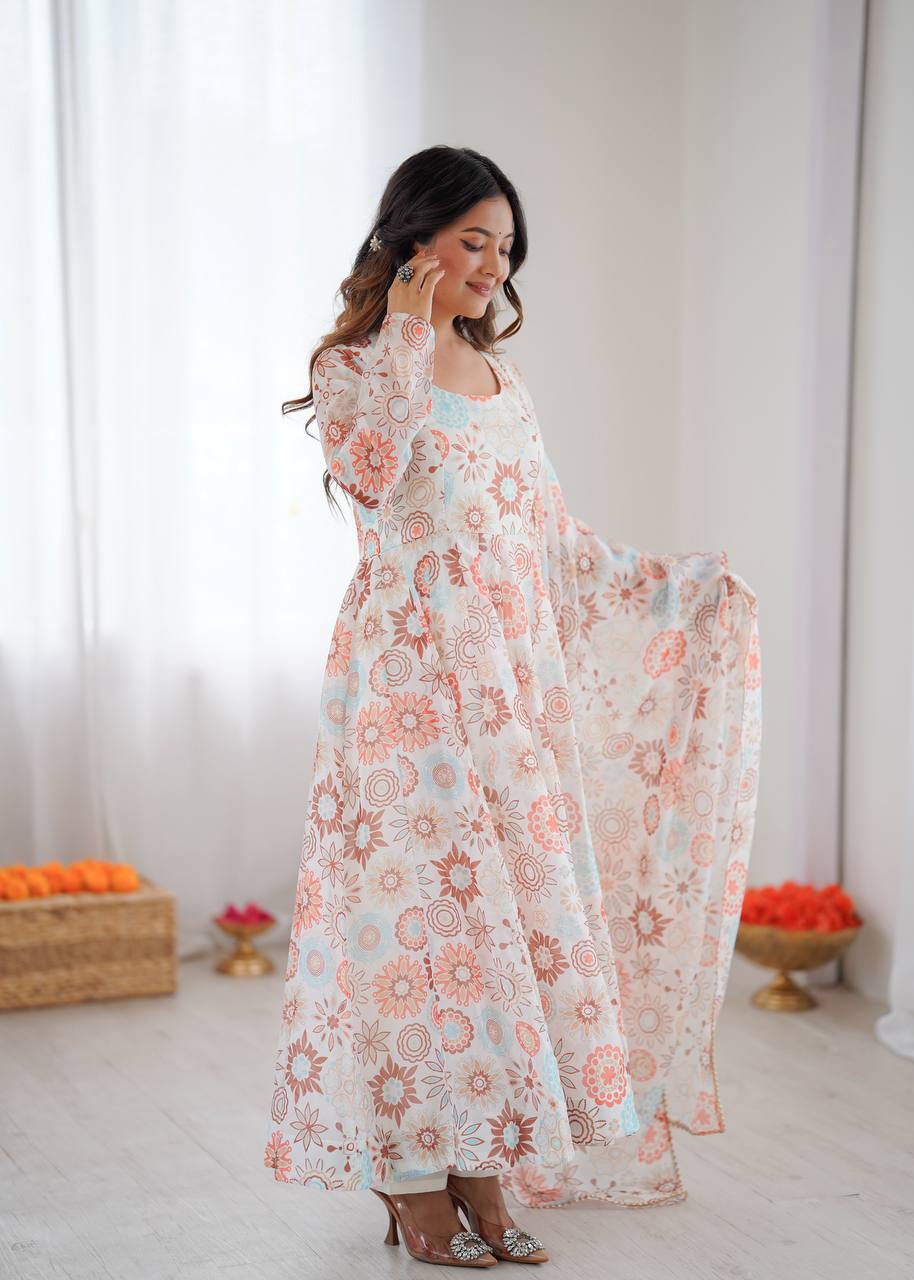 Athya's Lightweight Floral Party Anarkali Suit Set