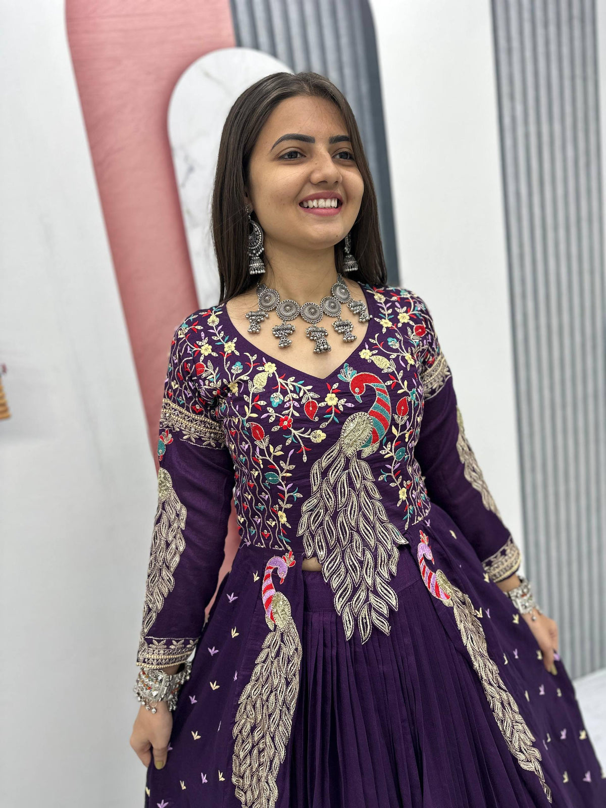 Premium Quality Heavy Traditional Crop Top with Shrug With Color
