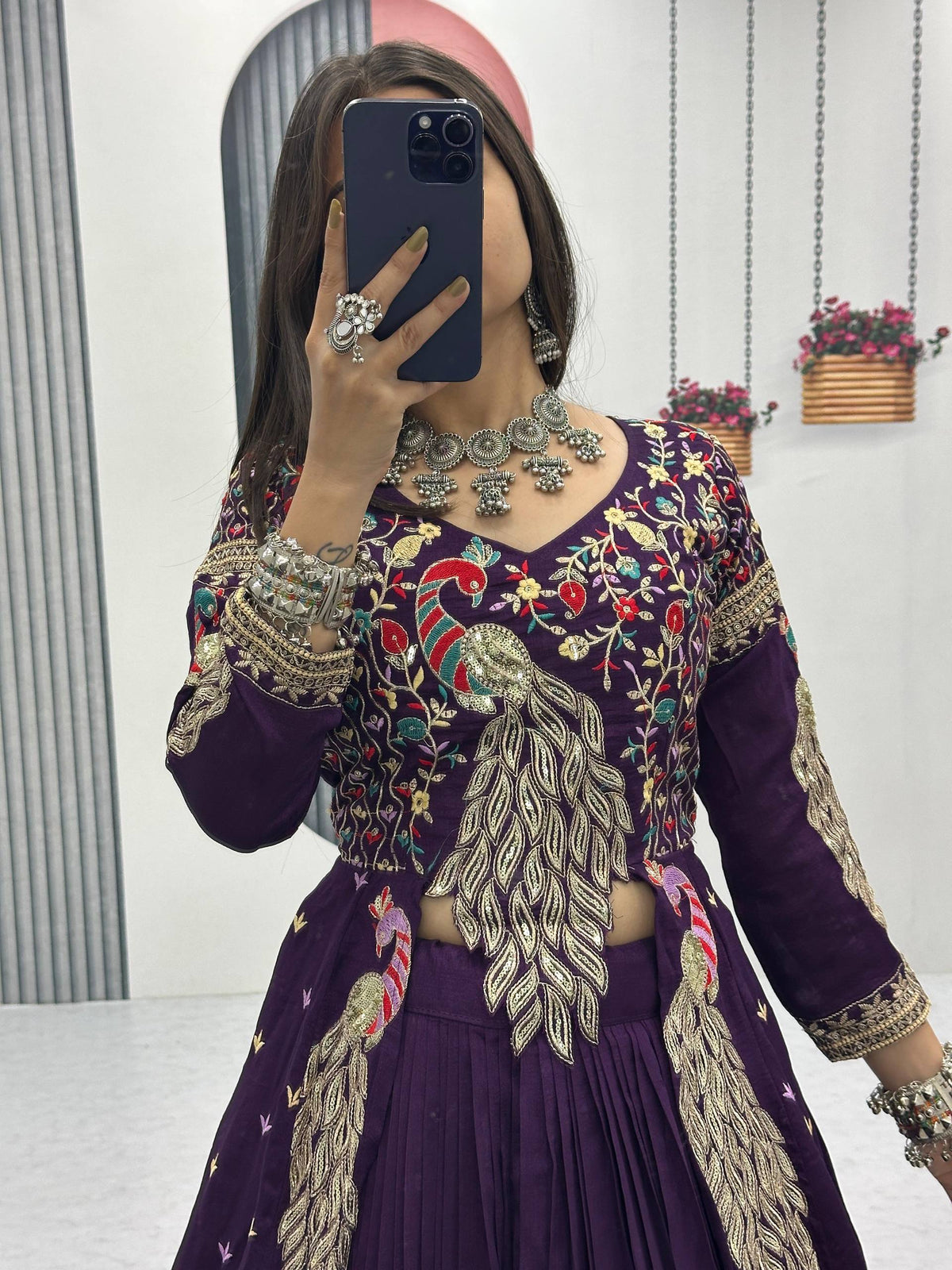 Premium Quality Heavy Traditional Crop Top with Shrug With Color