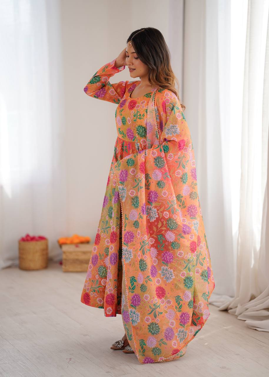 Hirva's Pastel Floral Flow Gown Set