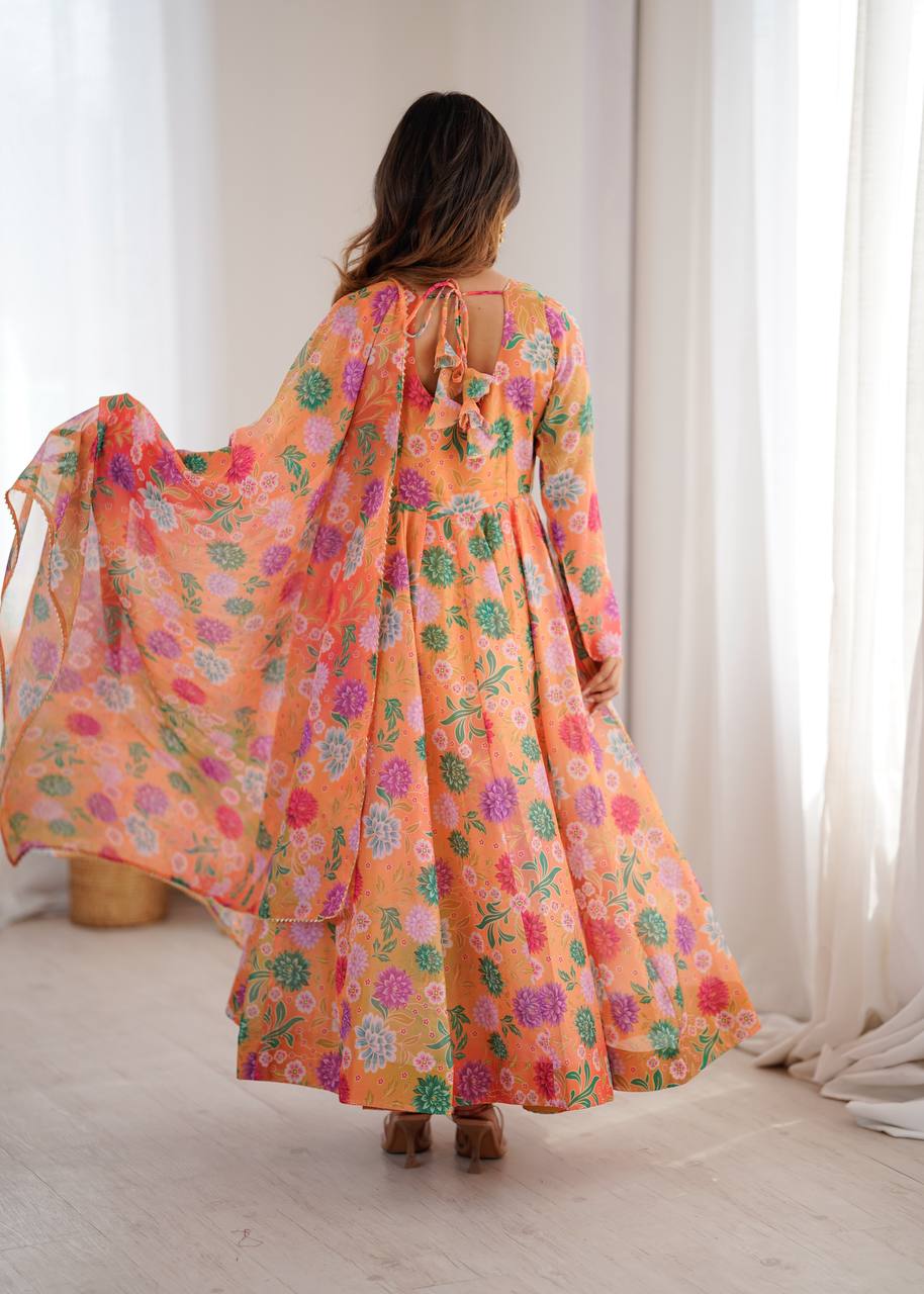 Hirva's Pastel Floral Flow Gown Set