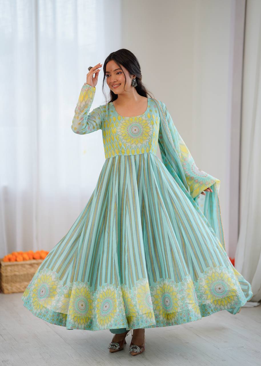 Sunkissed Floral Organza Gown Set