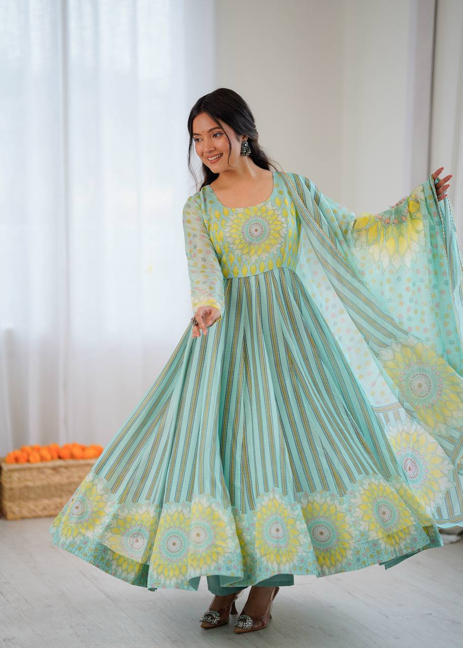 Sunkissed Floral Organza Gown Set