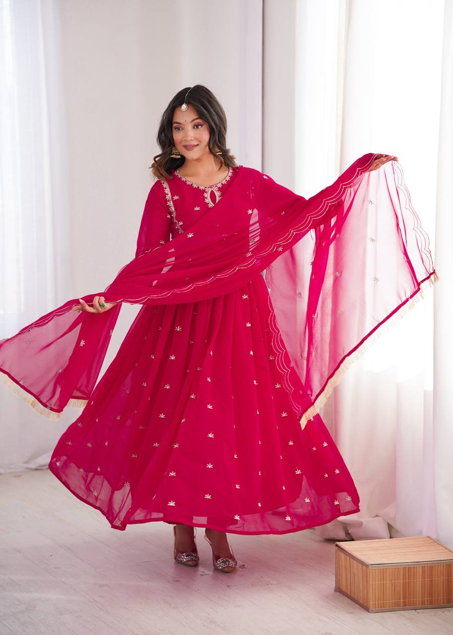 Janvi's Sequin Embroidered Georgette Gown Set