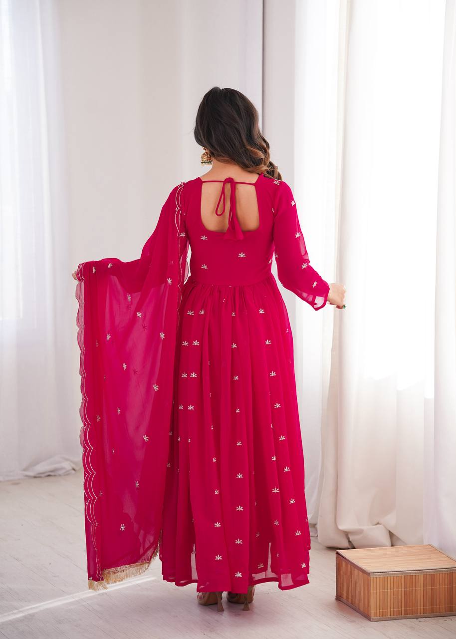 Janvi's Sequin Embroidered Georgette Gown Set