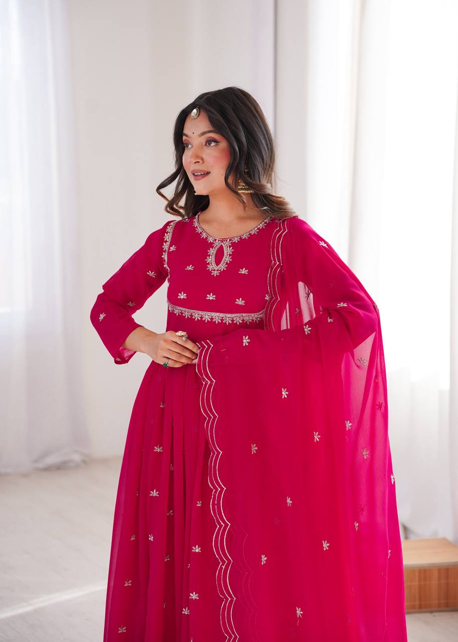 Janvi's Sequin Embroidered Georgette Gown Set