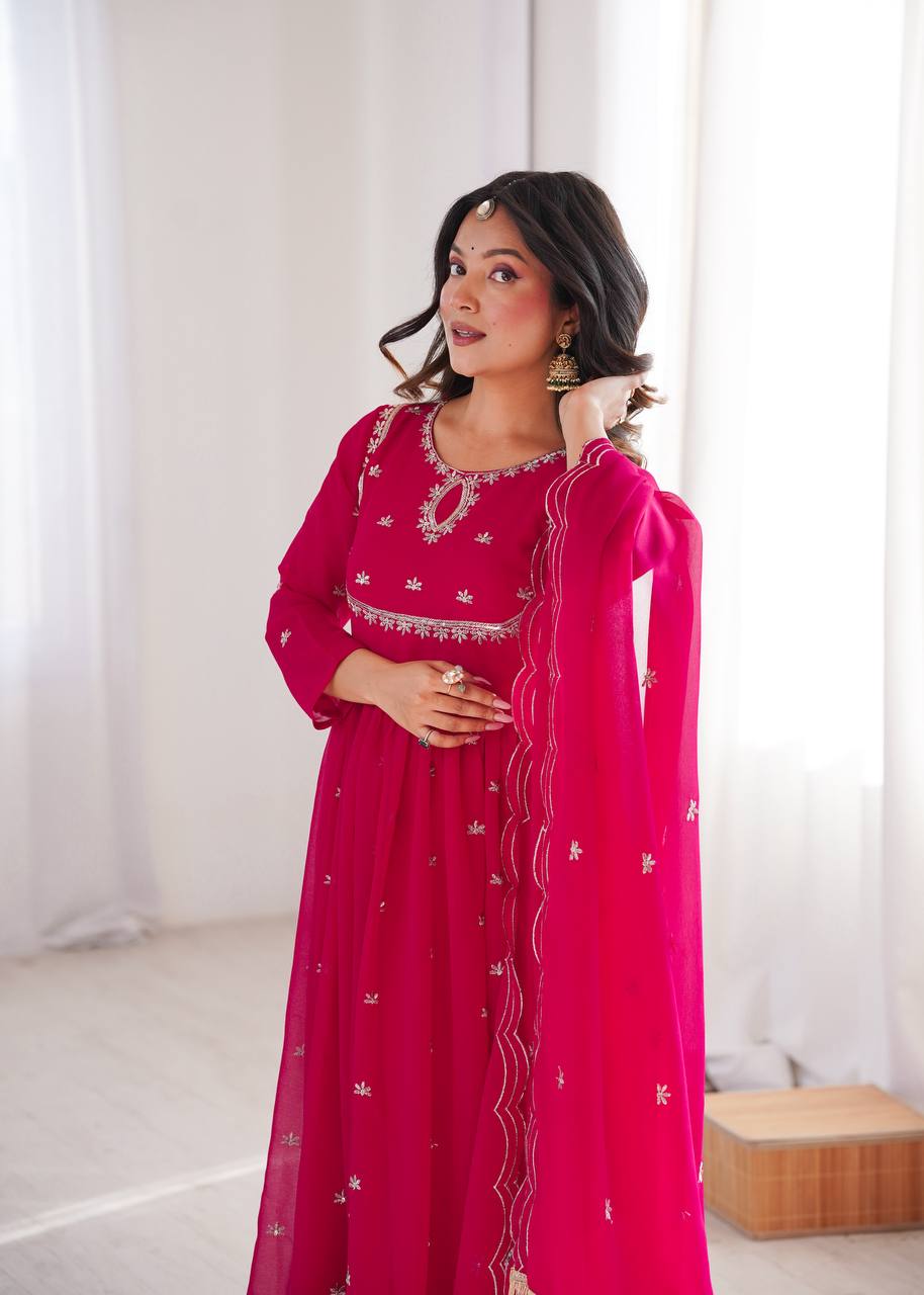 Janvi's Sequin Embroidered Georgette Gown Set