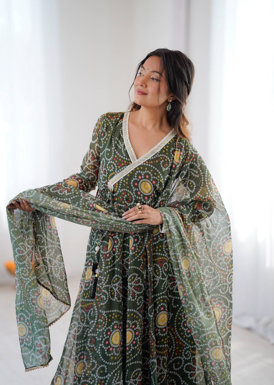 Flowy Printed Georgette Anarkali Suit Set