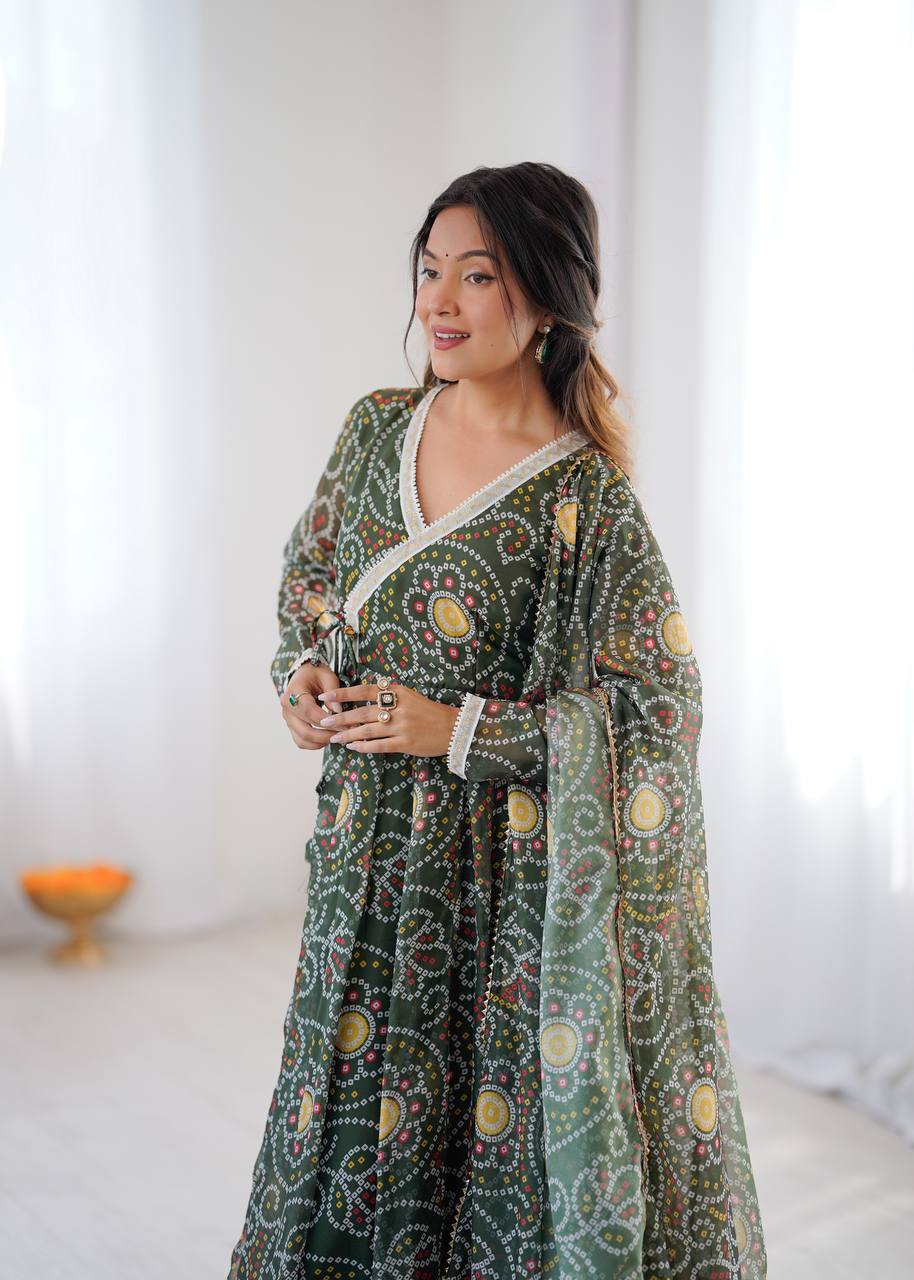 Flowy Printed Georgette Anarkali Suit Set