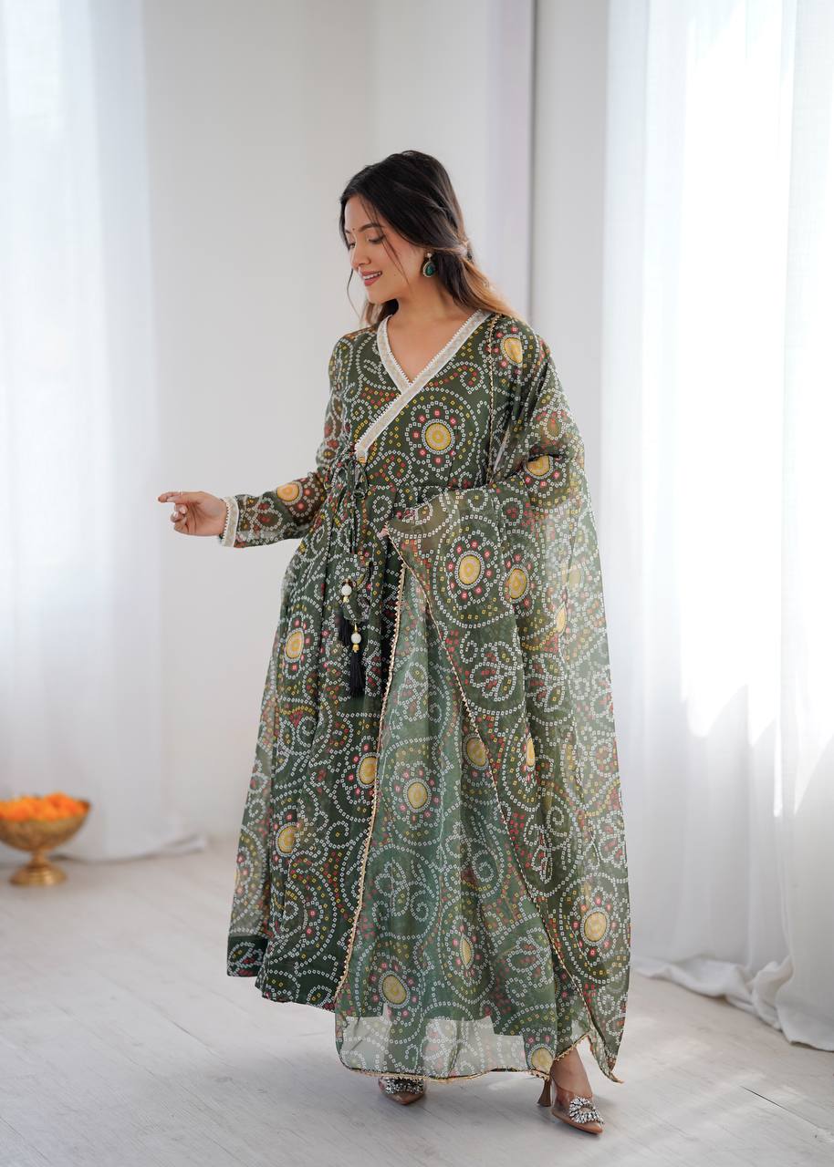 Flowy Printed Georgette Anarkali Suit Set