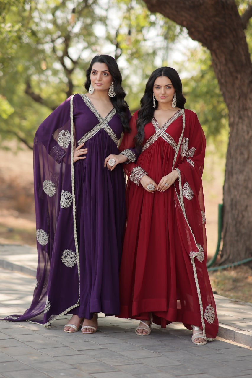 SHIWANI PREMIUM READYMADE ALIA CUT GOWN WITH DUPATTA SET KA-1107