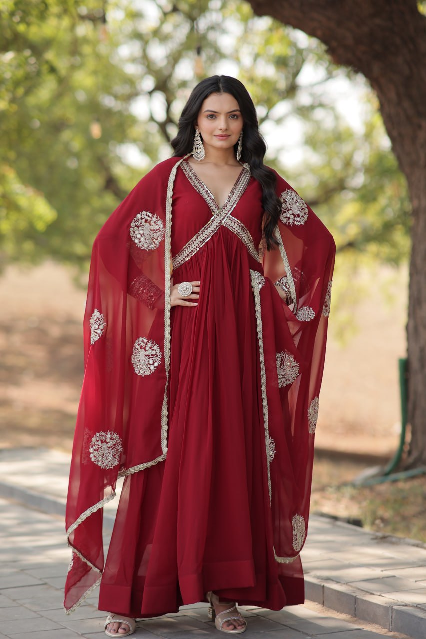 SHIWANI PREMIUM READYMADE ALIA CUT GOWN WITH DUPATTA SET KA-1107