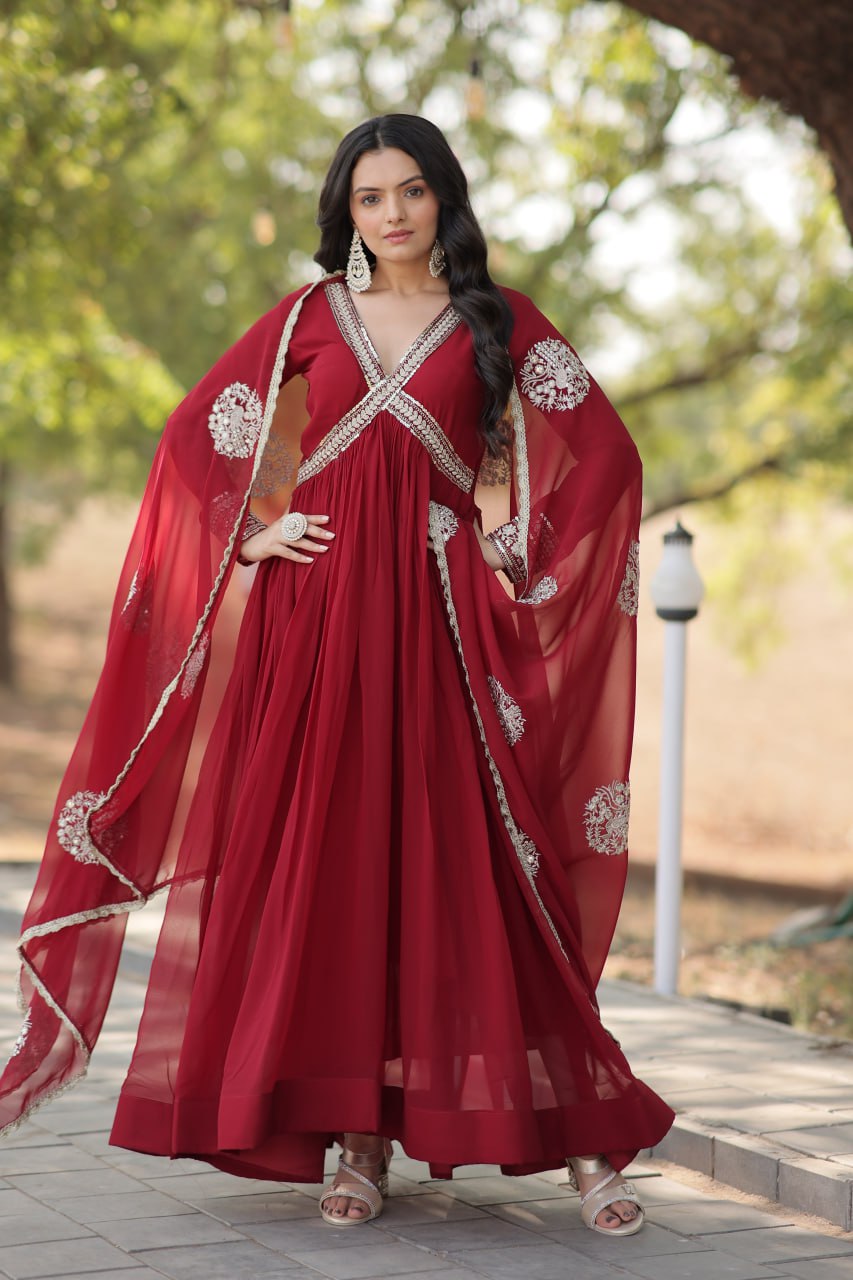 SHIWANI PREMIUM READYMADE ALIA CUT GOWN WITH DUPATTA SET KA-1107
