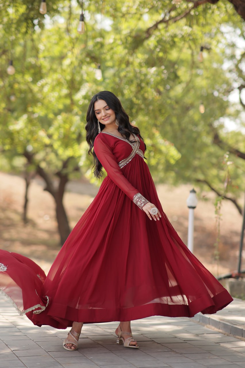 SHIWANI PREMIUM READYMADE ALIA CUT GOWN WITH DUPATTA SET KA-1107