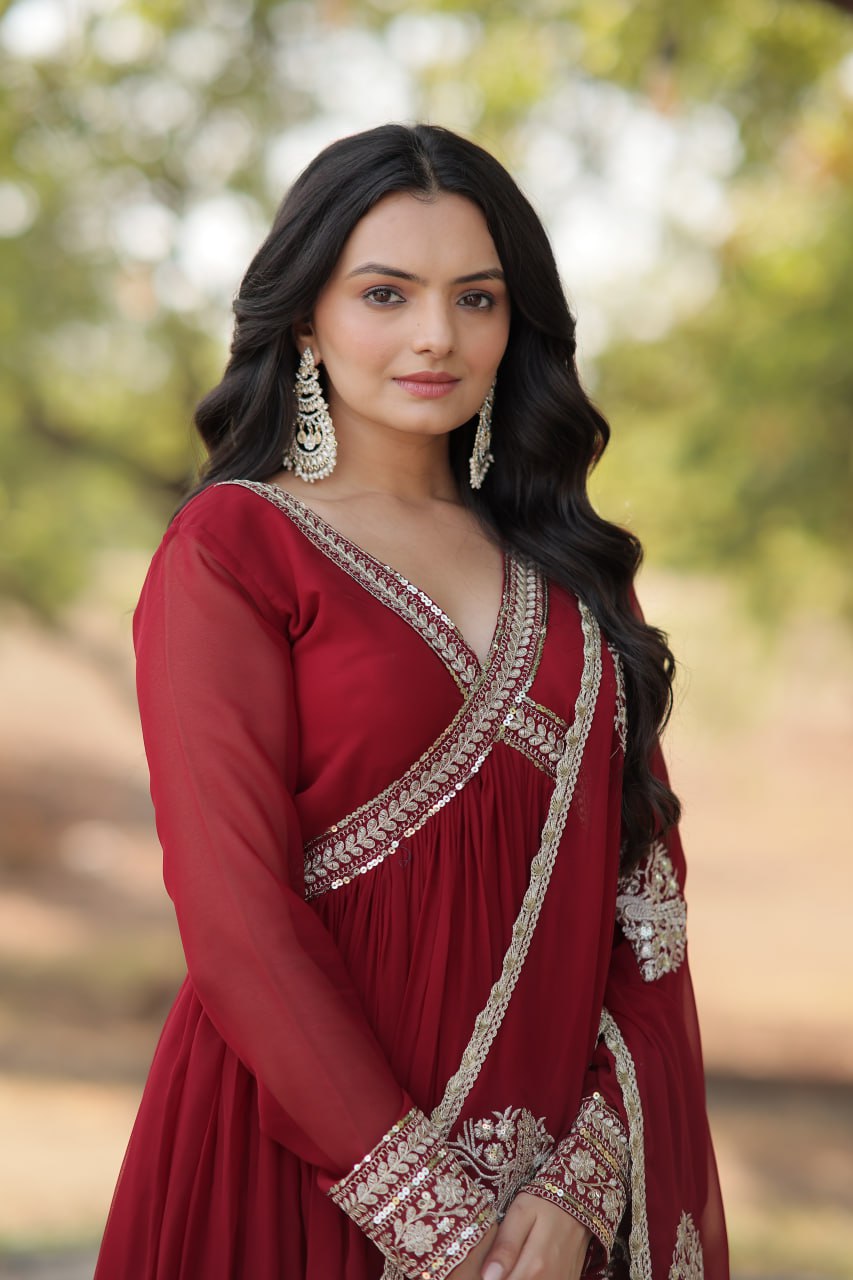 SHIWANI PREMIUM READYMADE ALIA CUT GOWN WITH DUPATTA SET KA-1107