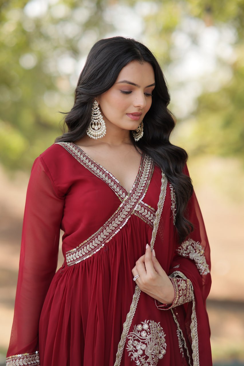 SHIWANI PREMIUM READYMADE ALIA CUT GOWN WITH DUPATTA SET KA-1107