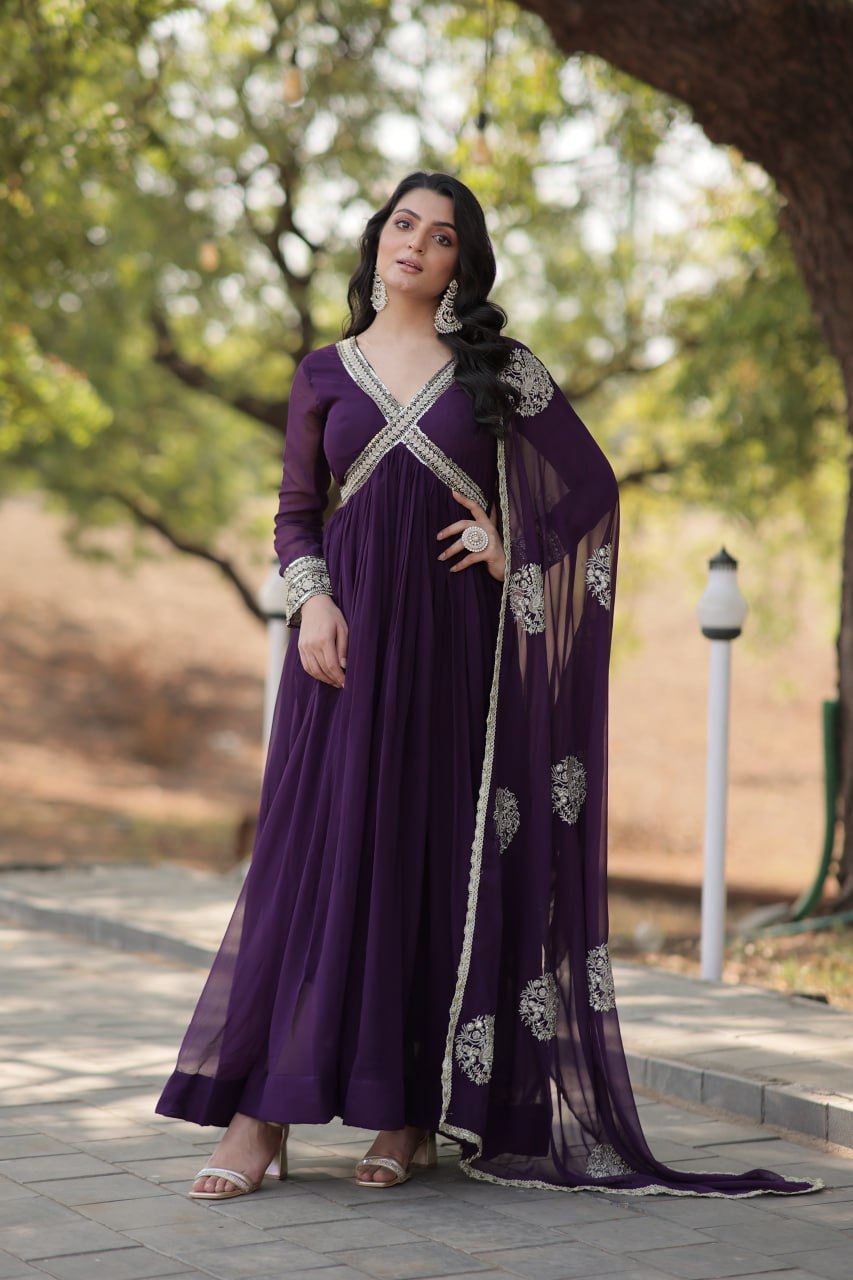 SHIWANI PREMIUM READYMADE ALIA CUT GOWN WITH DUPATTA SET KA-1107
