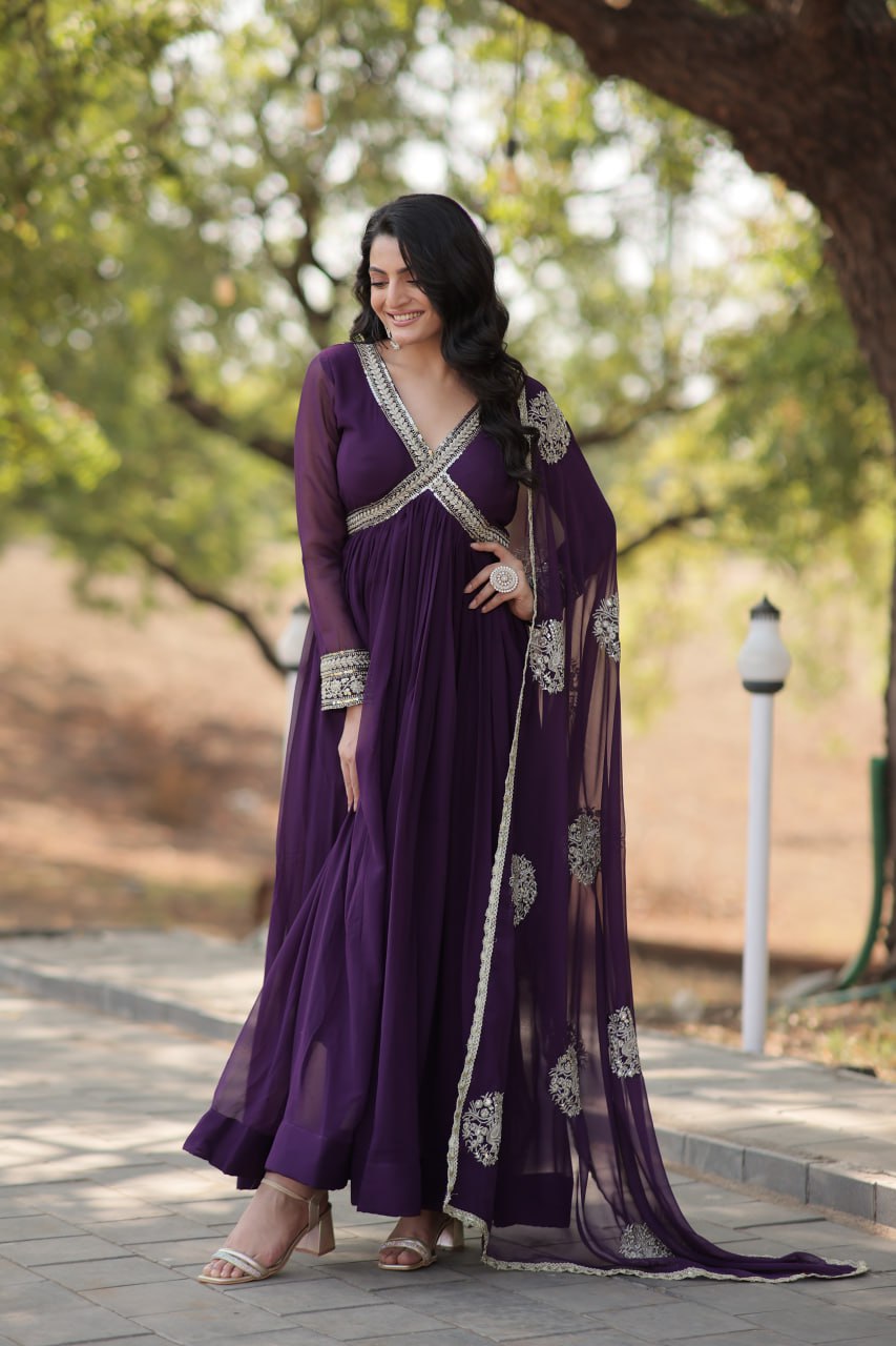 SHIWANI PREMIUM READYMADE ALIA CUT GOWN WITH DUPATTA SET KA-1107