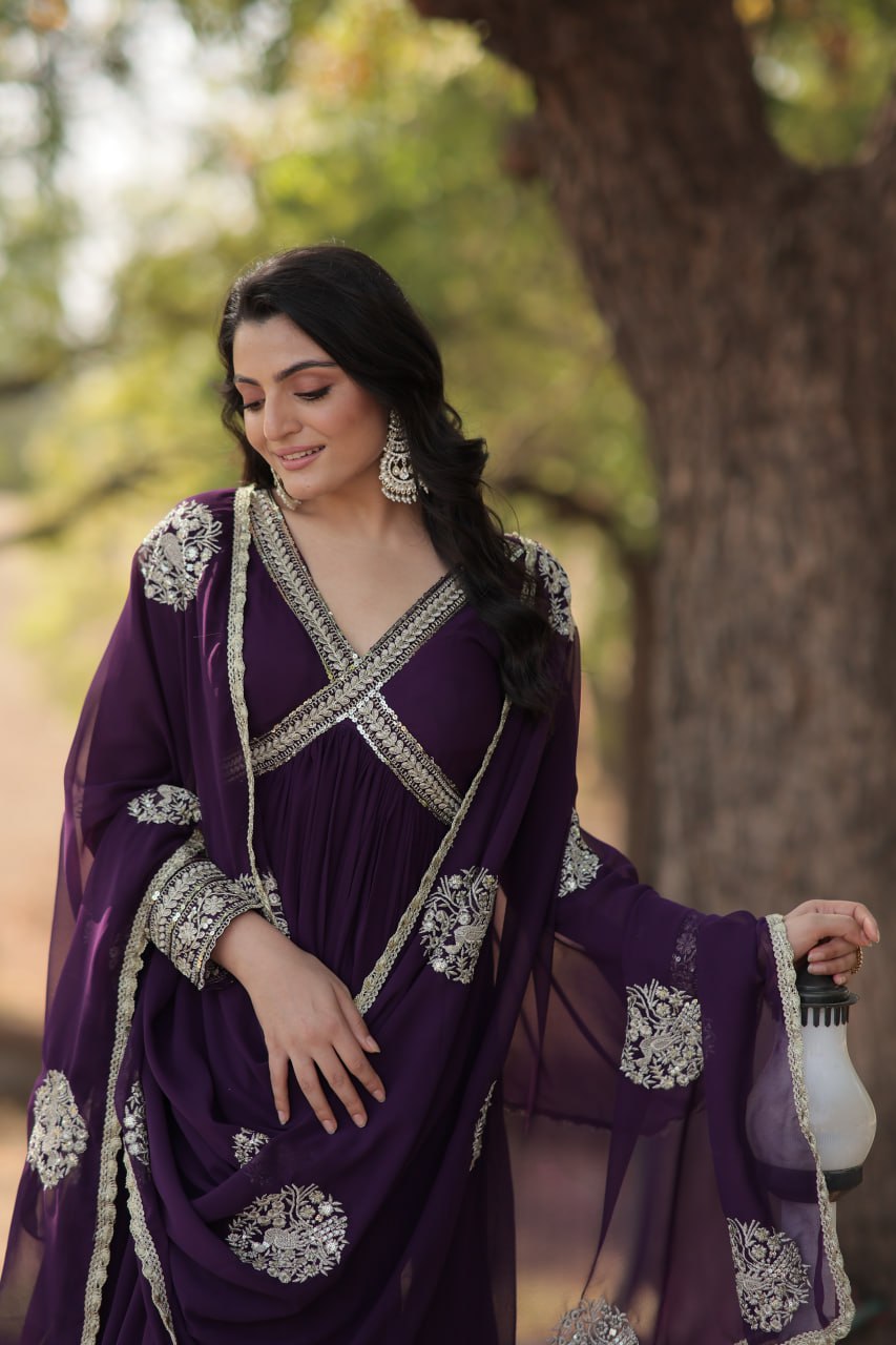 SHIWANI PREMIUM READYMADE ALIA CUT GOWN WITH DUPATTA SET KA-1107