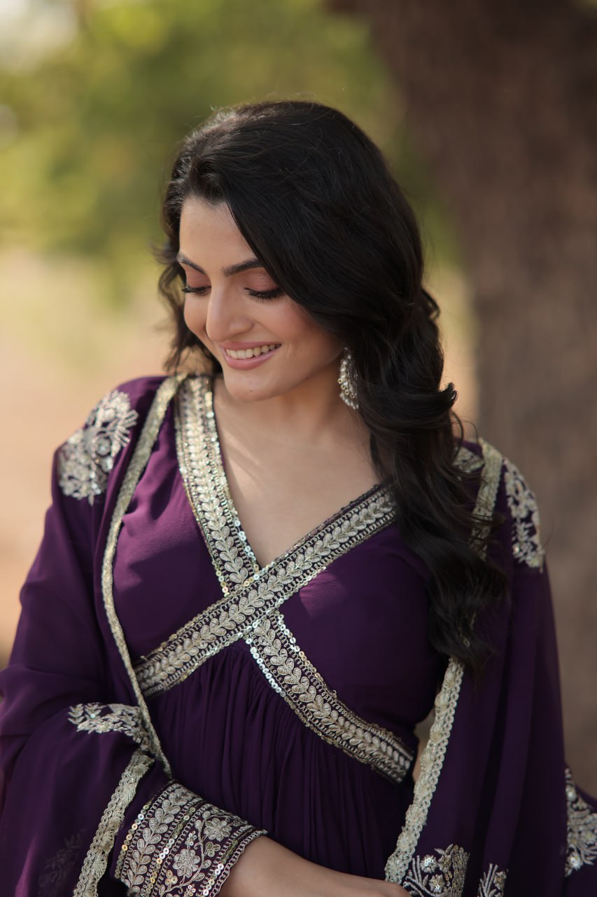 SHIWANI PREMIUM READYMADE ALIA CUT GOWN WITH DUPATTA SET KA-1107