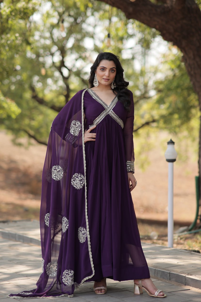 SHIWANI PREMIUM READYMADE ALIA CUT GOWN WITH DUPATTA SET KA-1107
