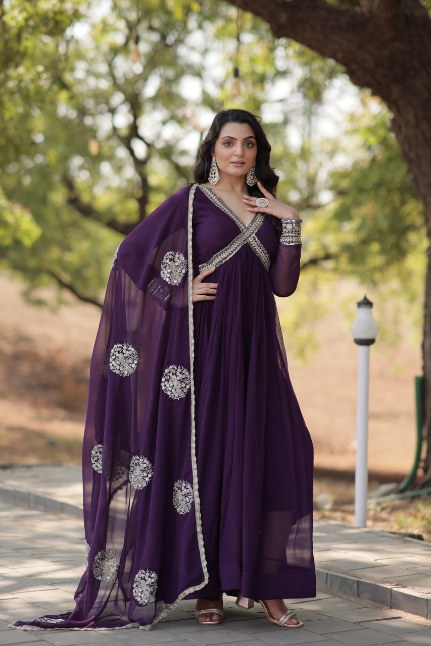 SHIWANI PREMIUM READYMADE ALIA CUT GOWN WITH DUPATTA SET KA-1107