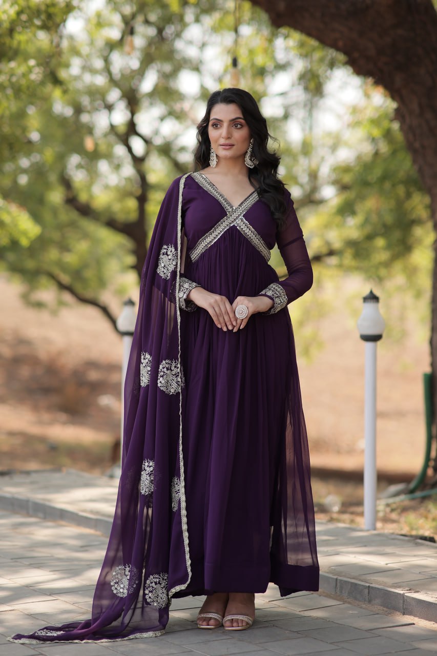 SHIWANI PREMIUM READYMADE ALIA CUT GOWN WITH DUPATTA SET KA-1107