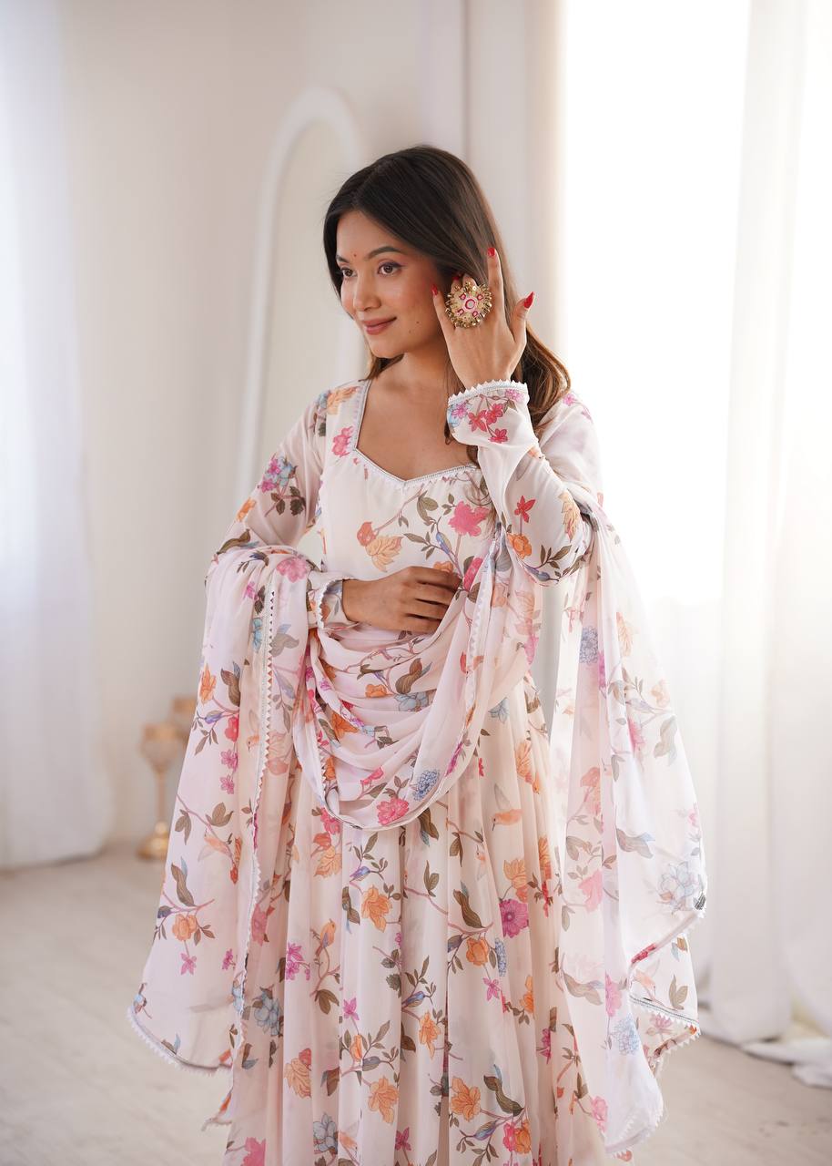 Prinsi's Premium Printed Georgette Gown Set