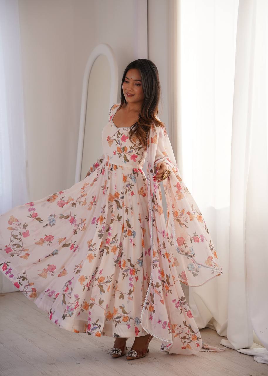 Prinsi's Premium Printed Georgette Gown Set