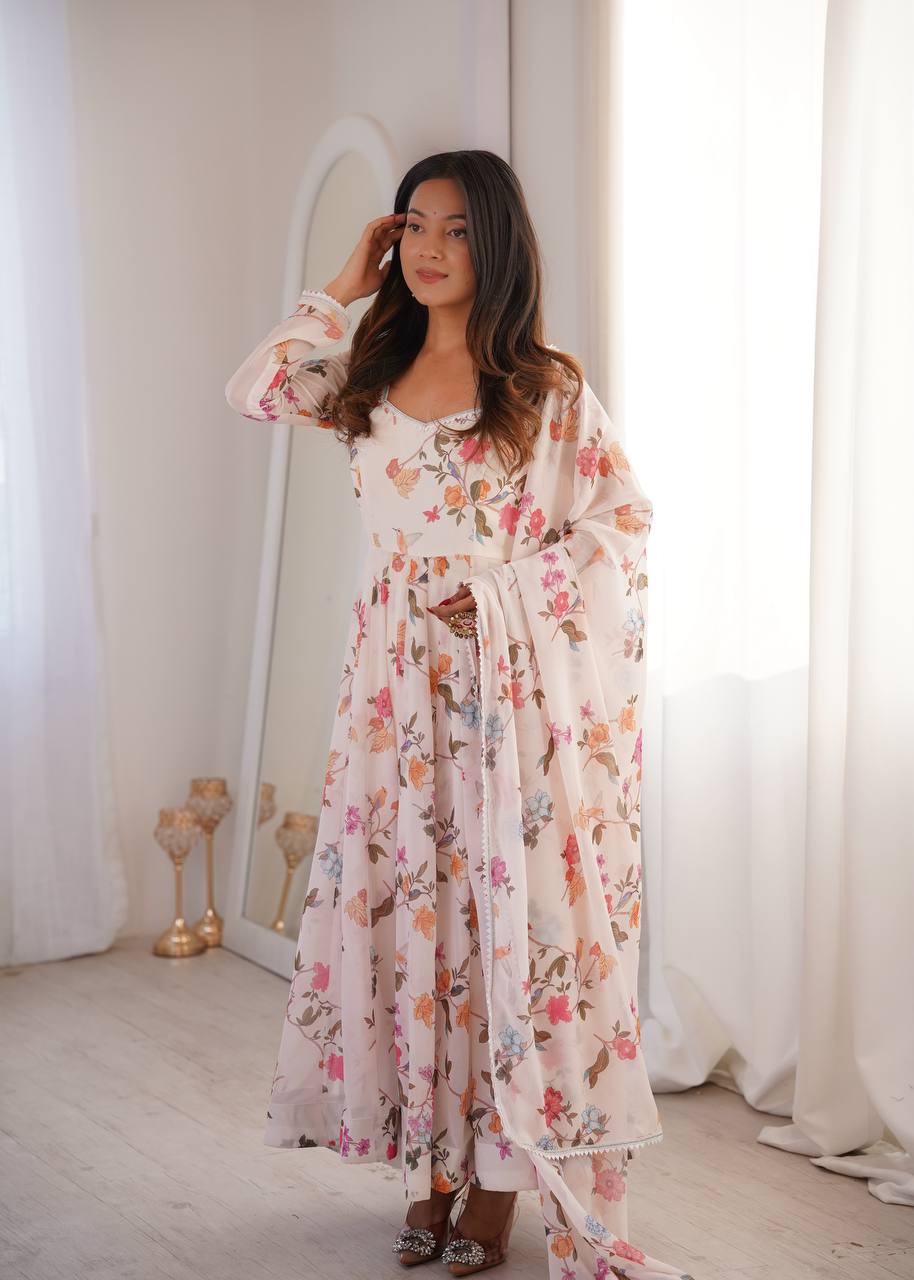 Prinsi's Premium Printed Georgette Gown Set