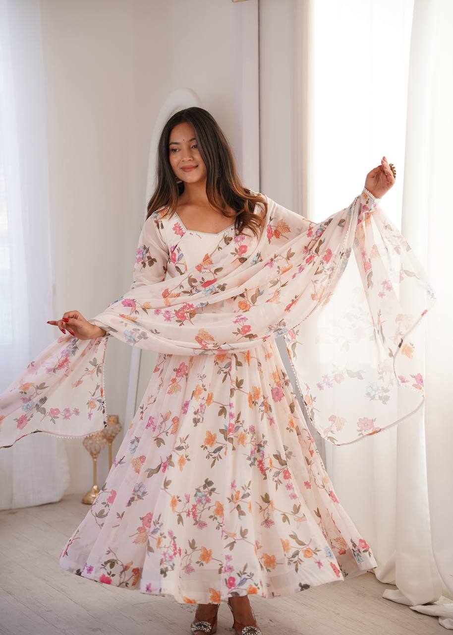 Prinsi's Premium Printed Georgette Gown Set