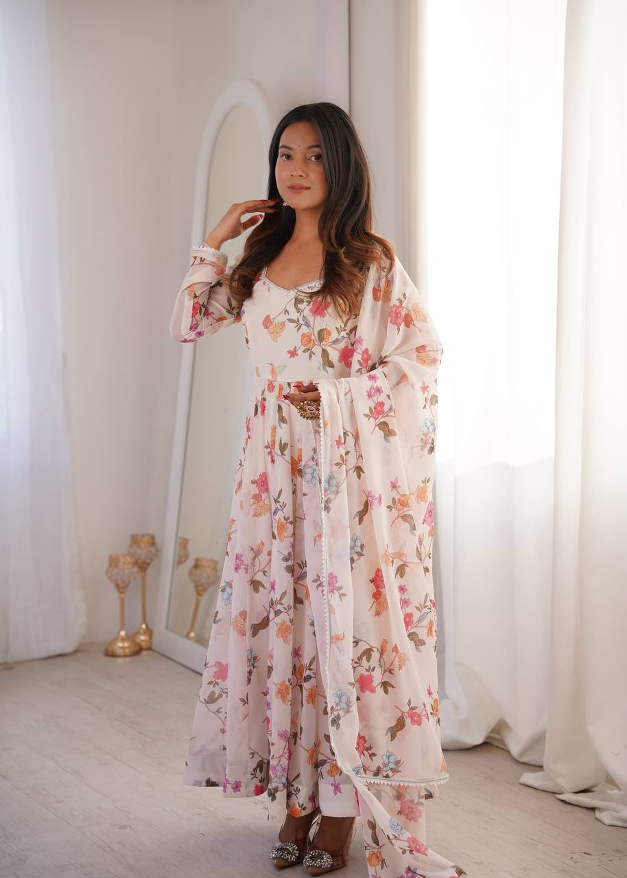 Prinsi's Premium Printed Georgette Gown Set