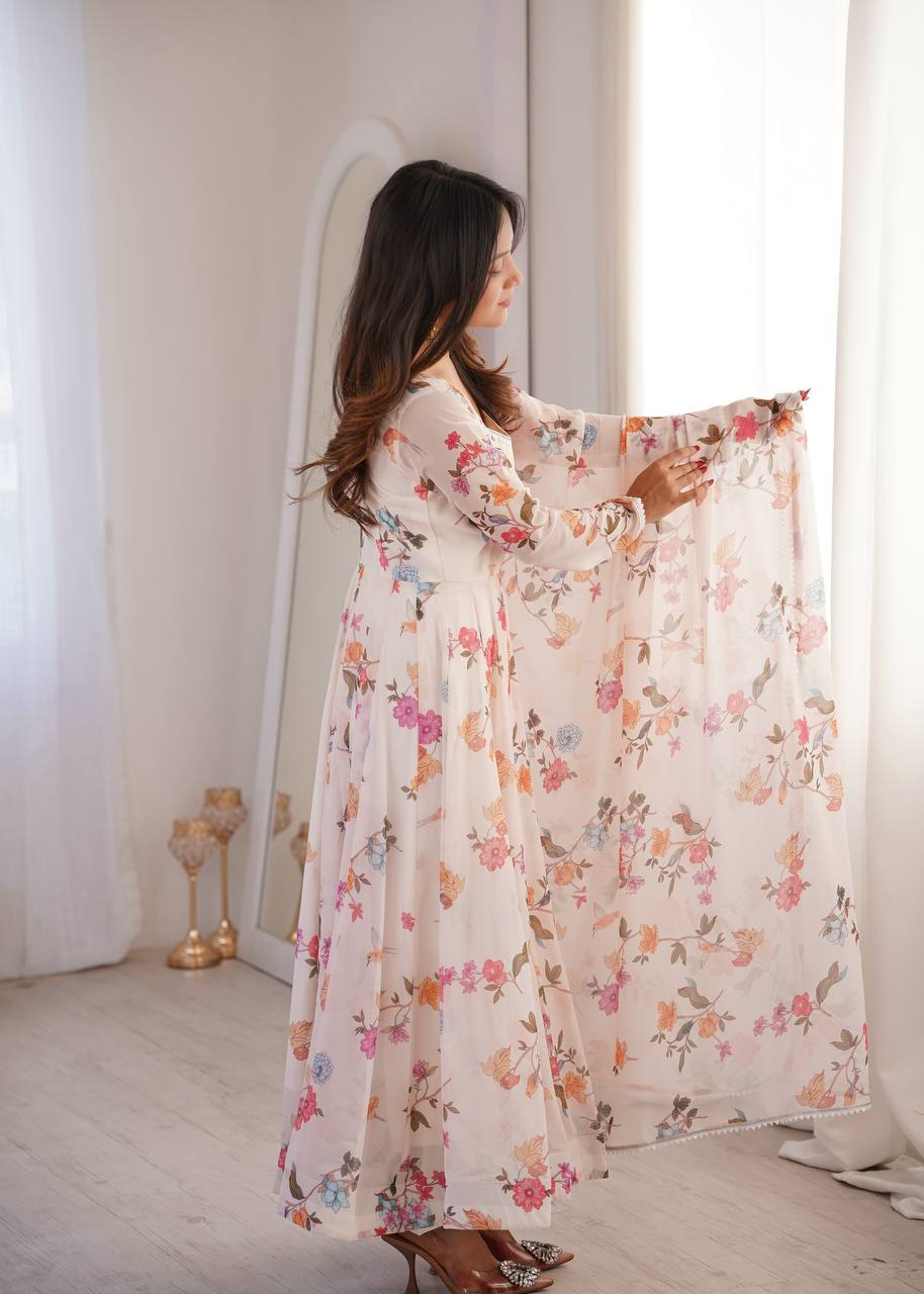 Prinsi's Premium Printed Georgette Gown Set
