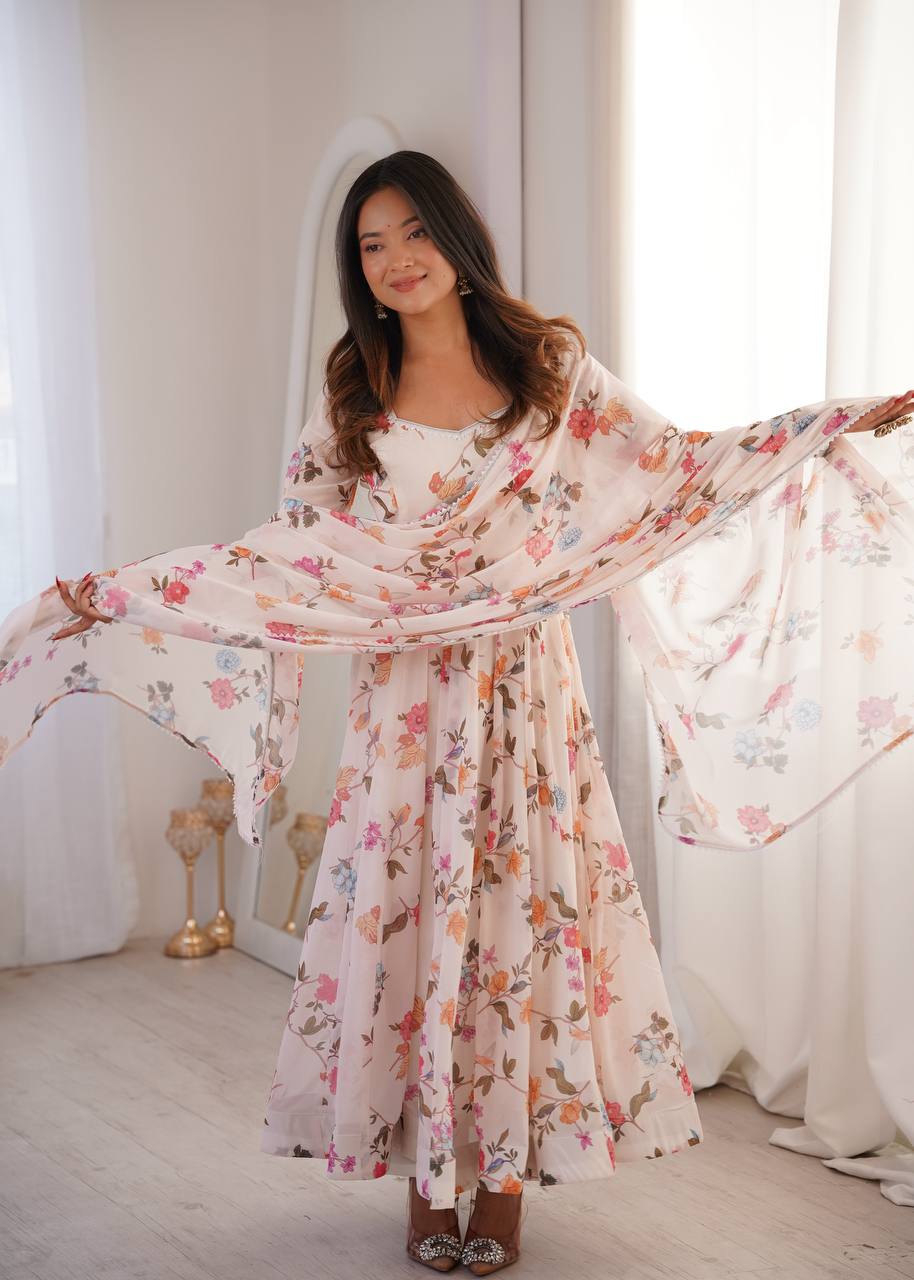 Prinsi's Premium Printed Georgette Gown Set