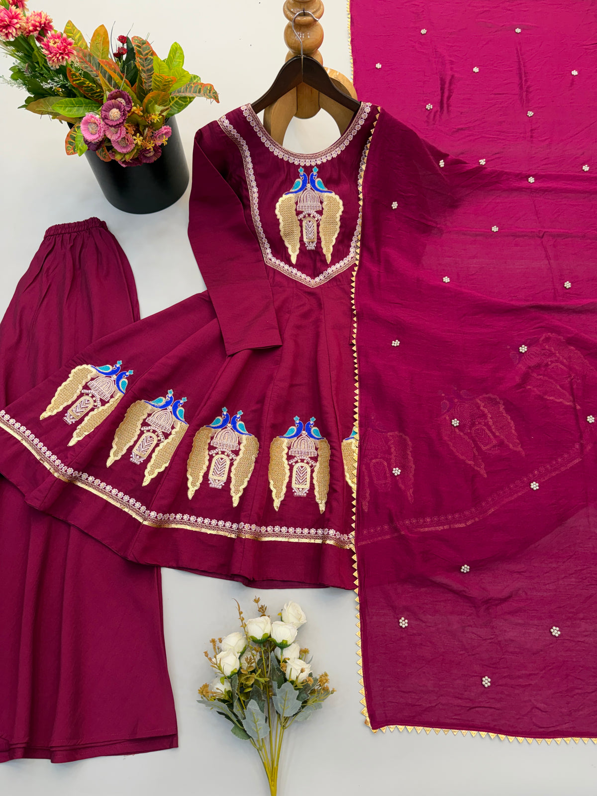 Roman Silk Embroidered Anarkali Suit